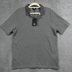 TED BAKER LONDON Men's Striped Polo Shirt Grey White Short Sleeve Cotton‎ Size 4